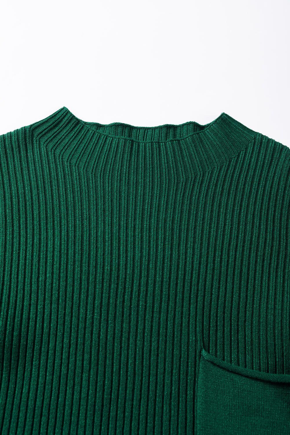 Pull à Manches Courtes et Poche Poitrine à Col Montant de Grande Taille