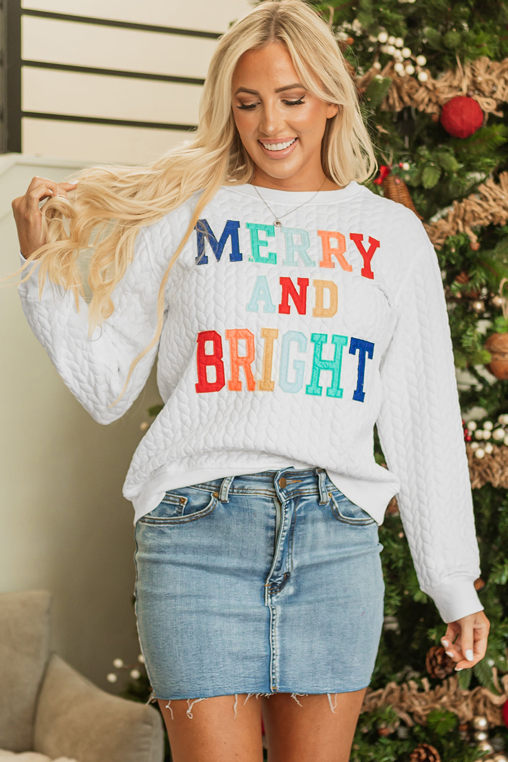 Merry And Bright - Sweat-shirt en tricot torsadé