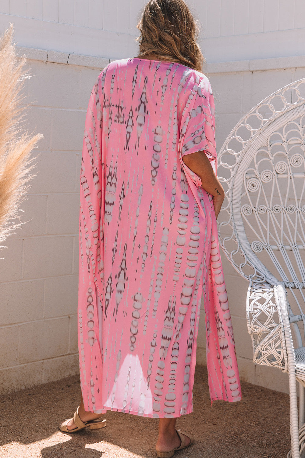 Kimono long surdimensionné tie-dye bohème