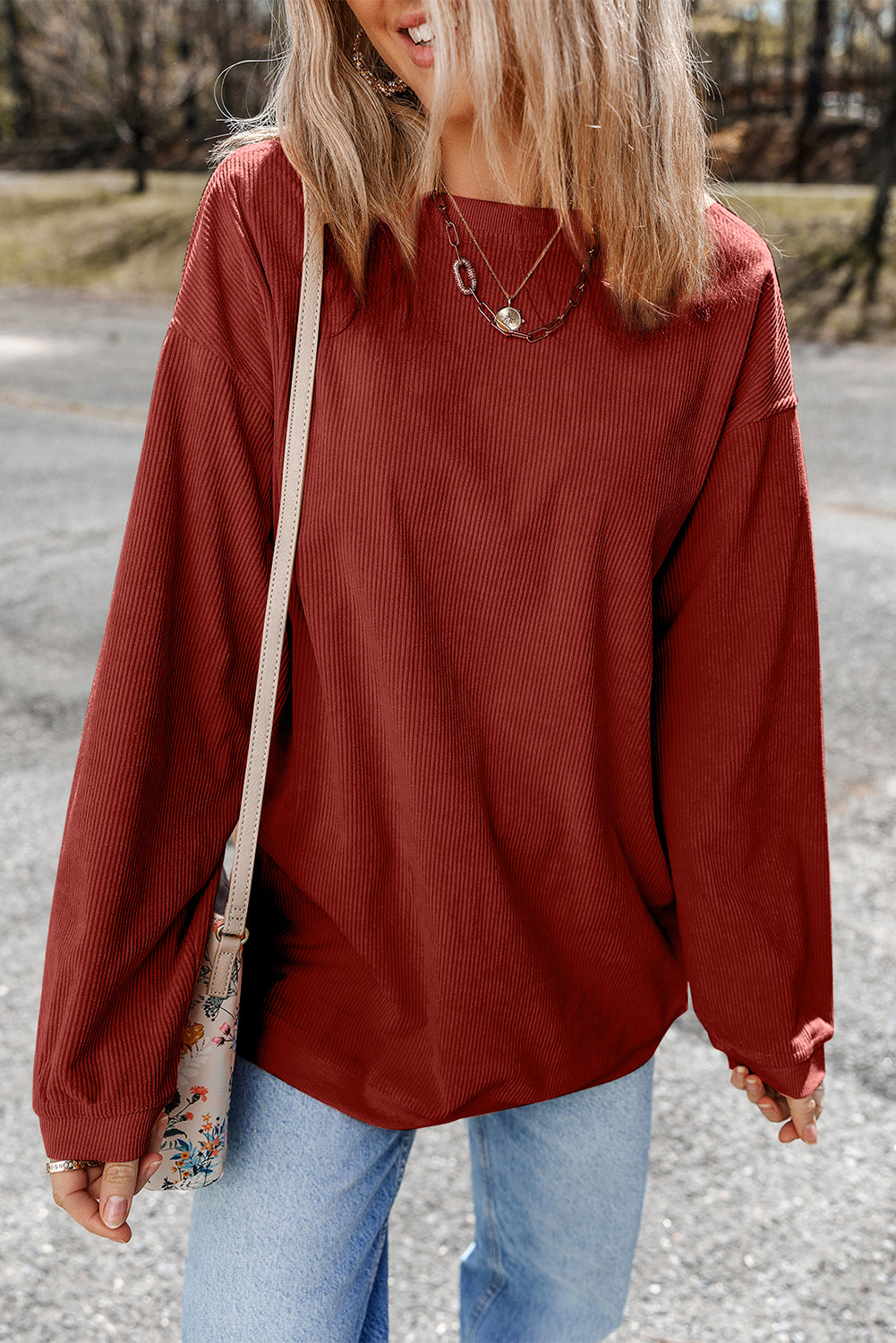 Sweat oversize en velours côtelé