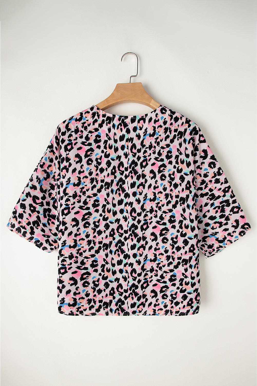 Blouse surdimensionnée multicolore a imprimé léopard et col en V