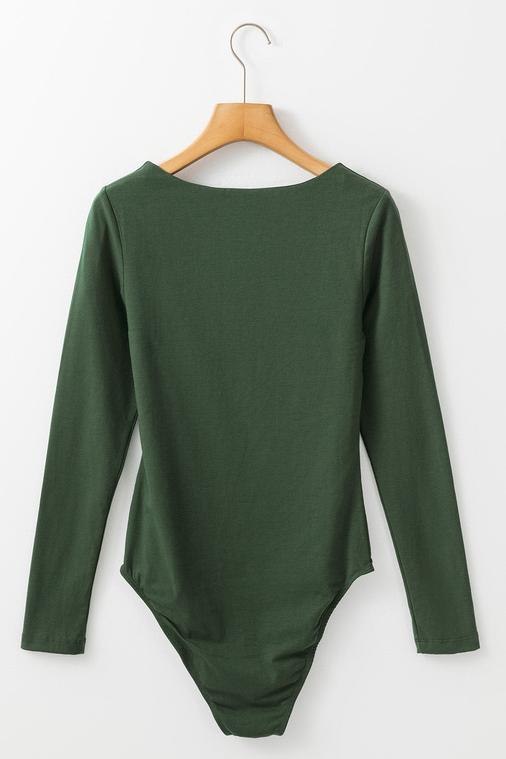 Body coupe slim a manches longues et col carré de couleur unie