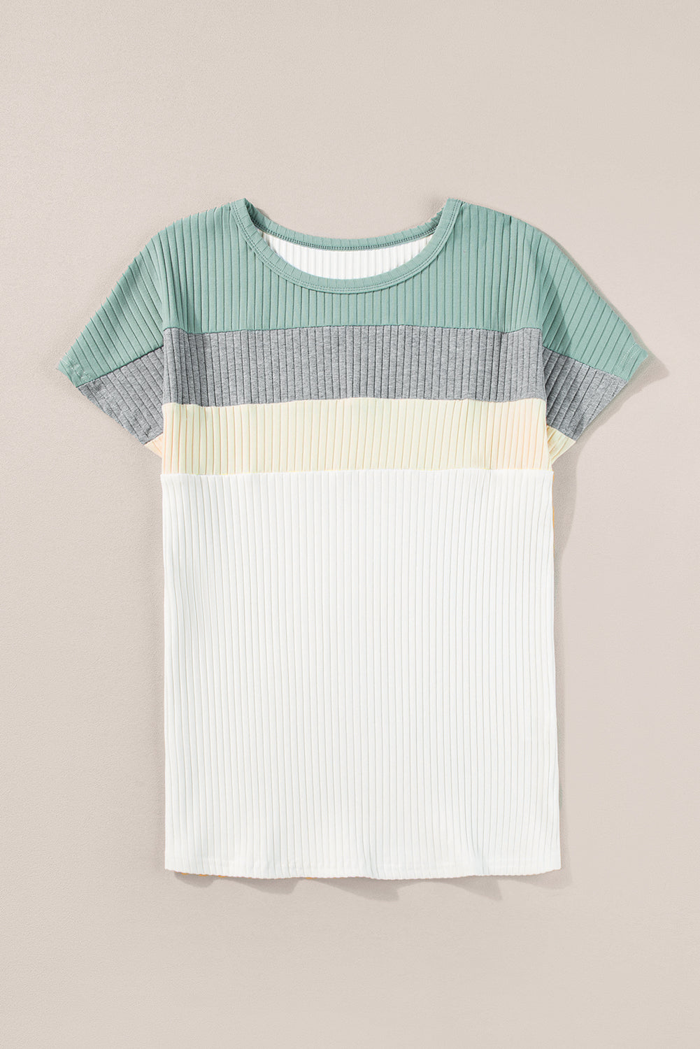 T-shirt côtelé patchwork color block