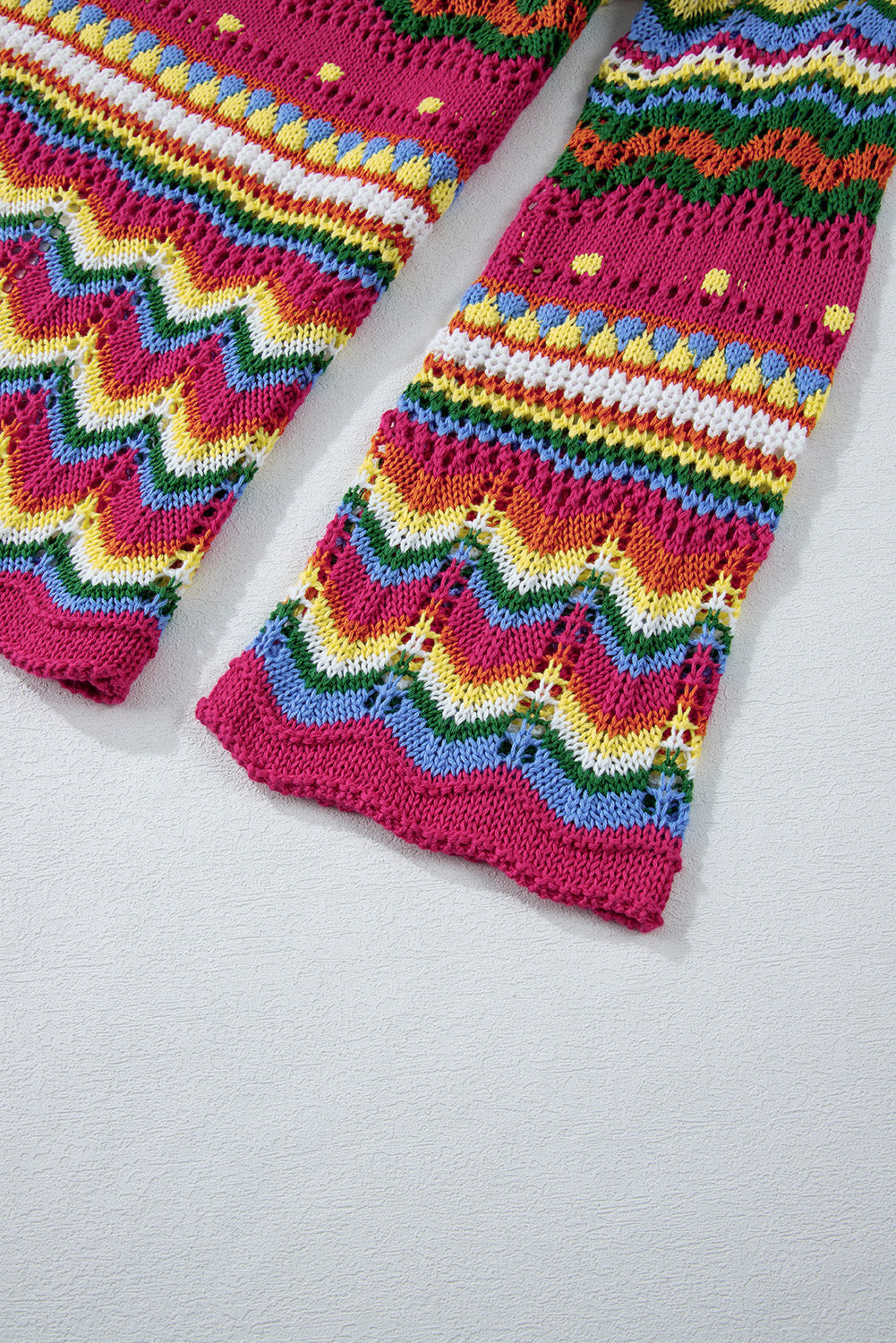 Pull a manches amples en tricot ajouré a rayures color block