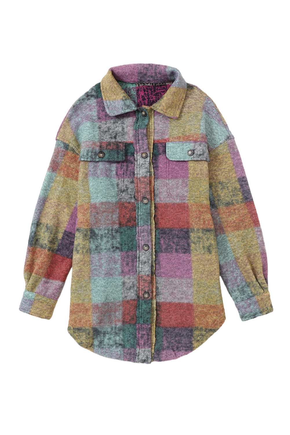 Veste surdimensionnée à poches et carreaux brossés