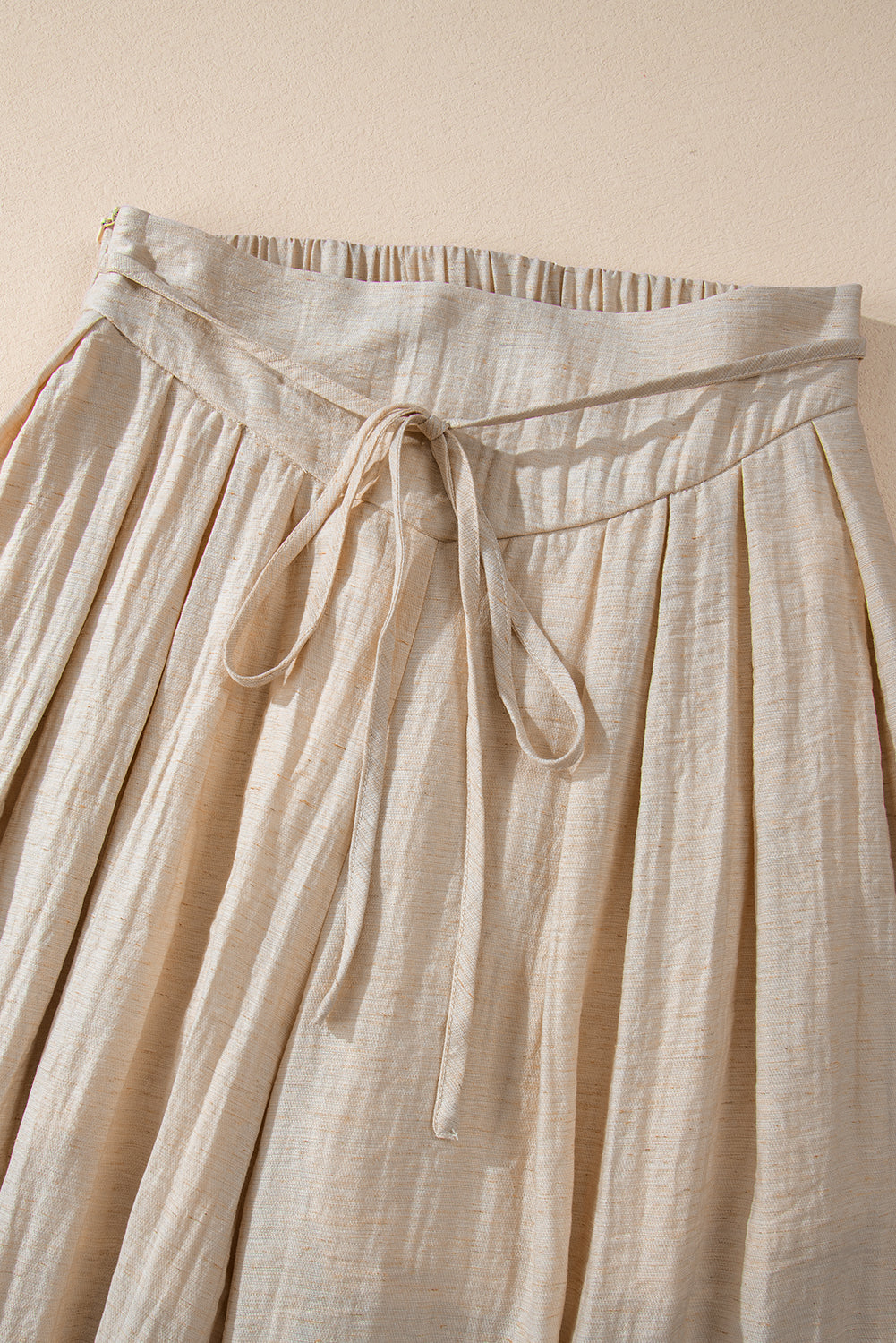 Pantalon décontracté a jambe large plissé a taille avec cordon de serrage
