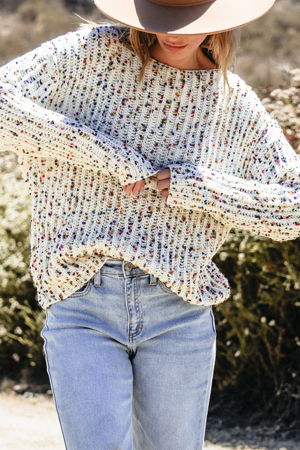 Pull torsadé réversible confettis