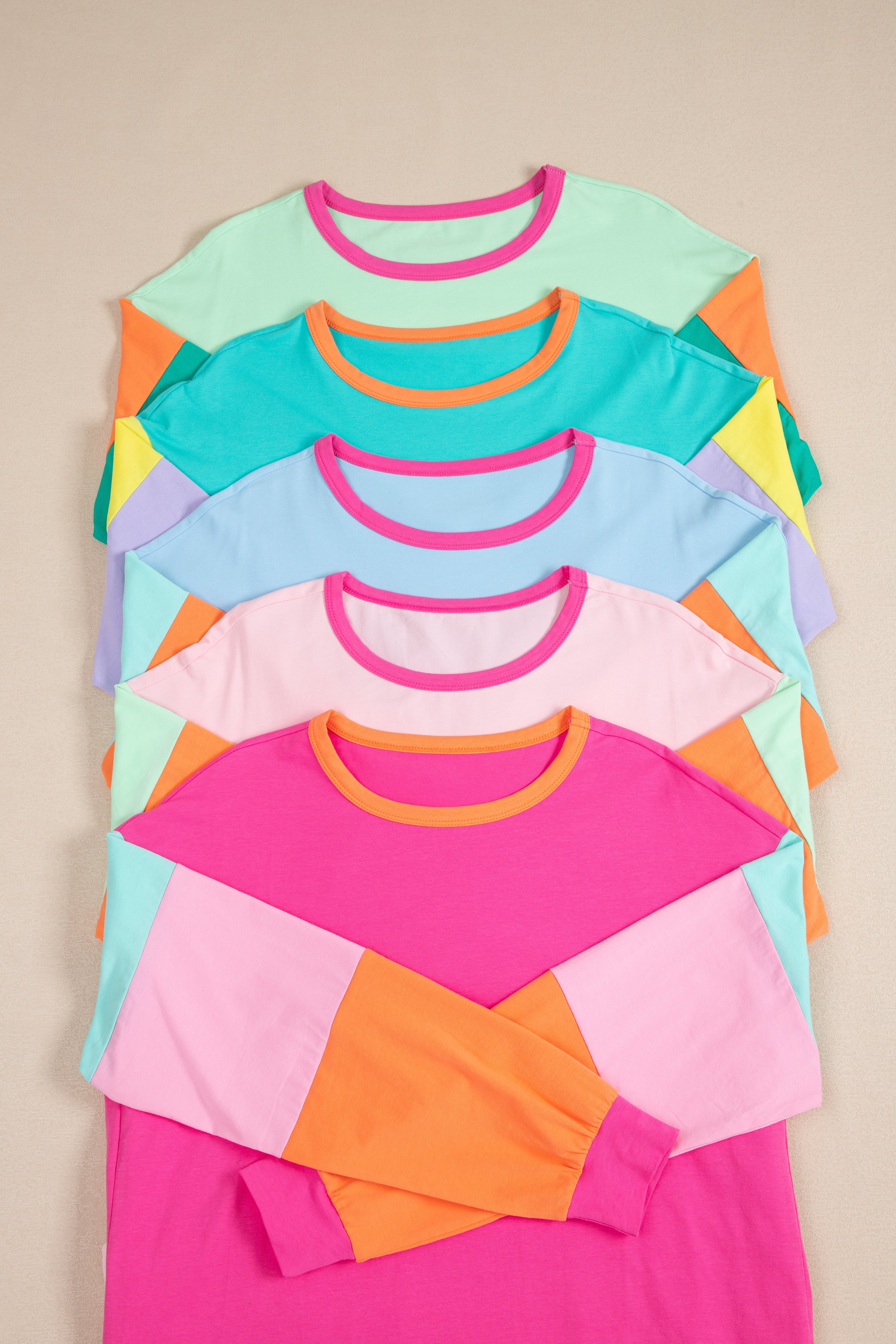 Haut ample a manches longues et patchwork color block