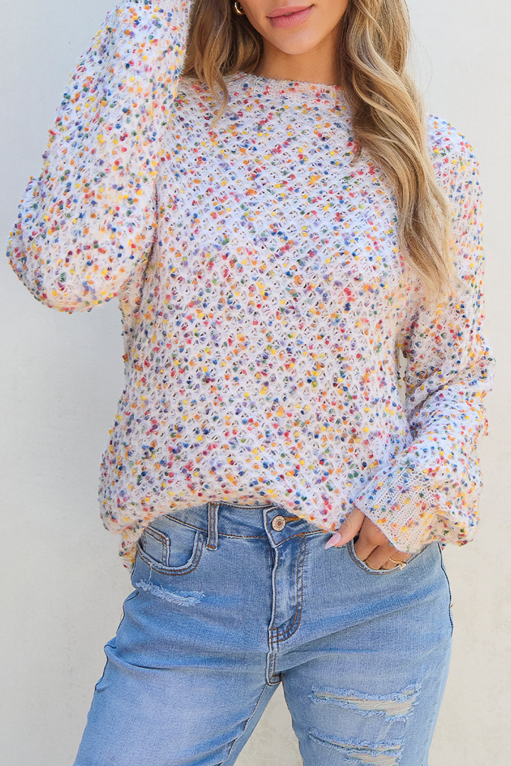Haut pull pop-corn en tricot confettis