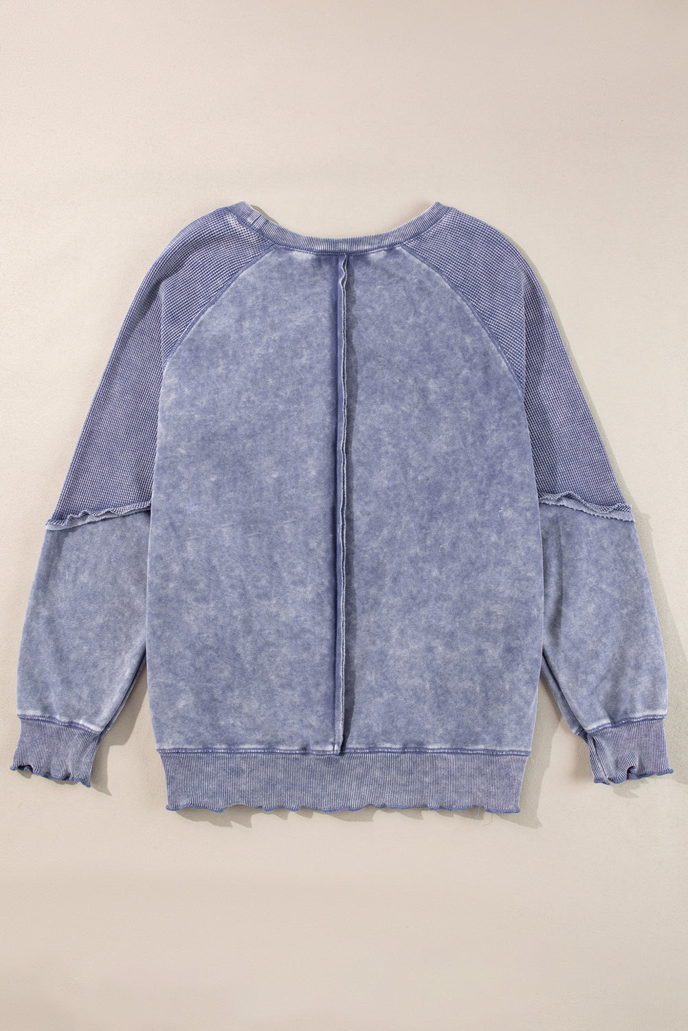 Sweat-shirt a manches raglan en tricot gaufré uni