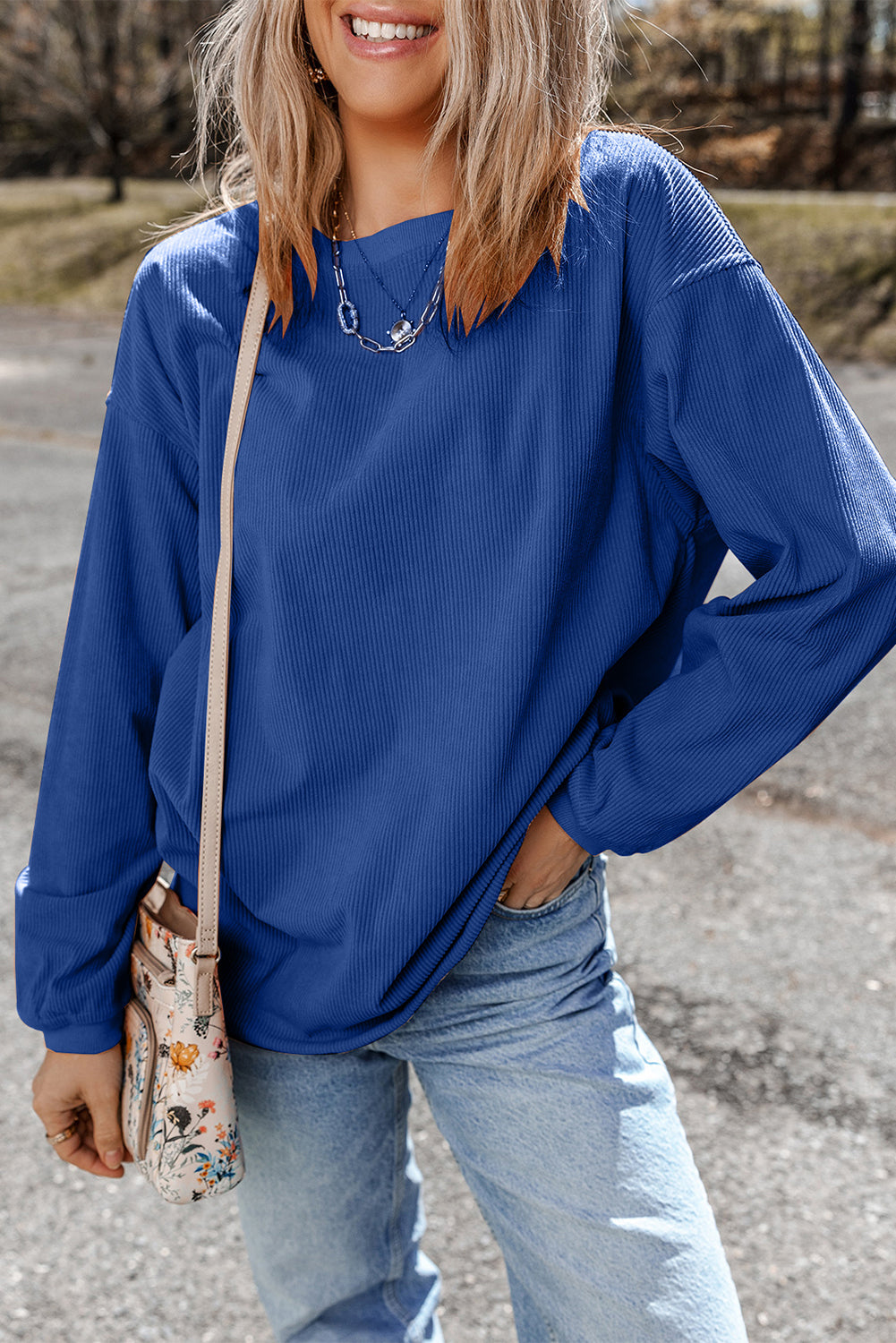 Sweat oversize en velours côtelé