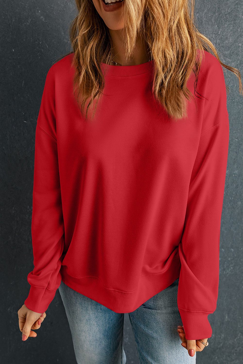Sweat-shirt classique uni à col rond