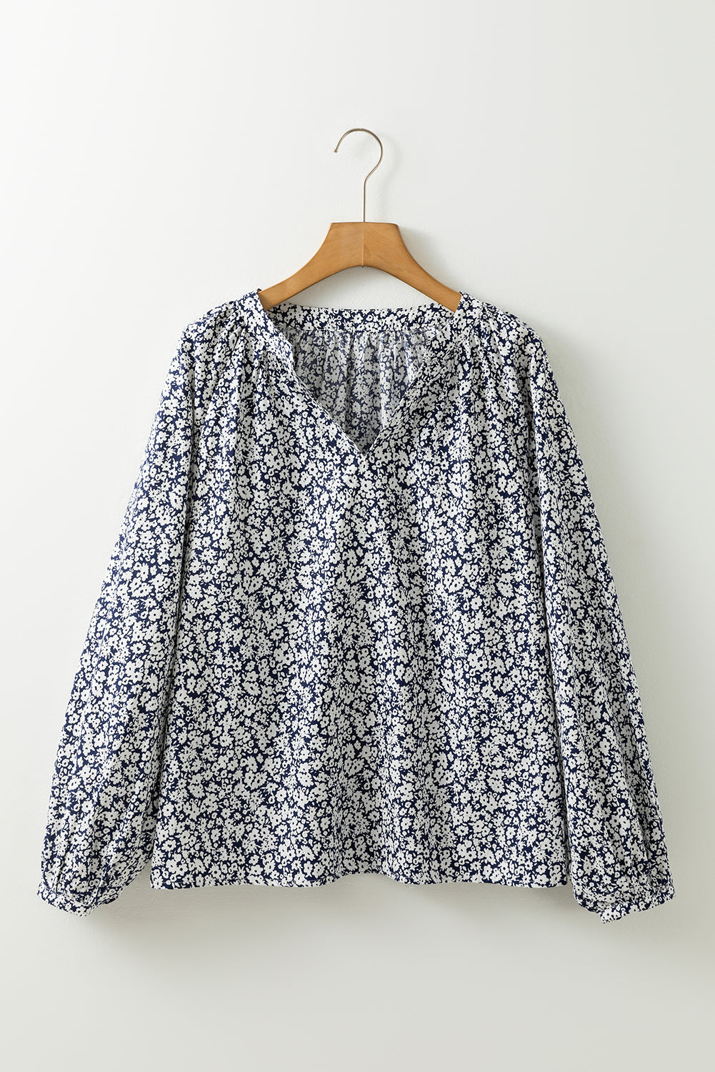 Blouse a manches bouffantes et col en V cranté a imprimé floral