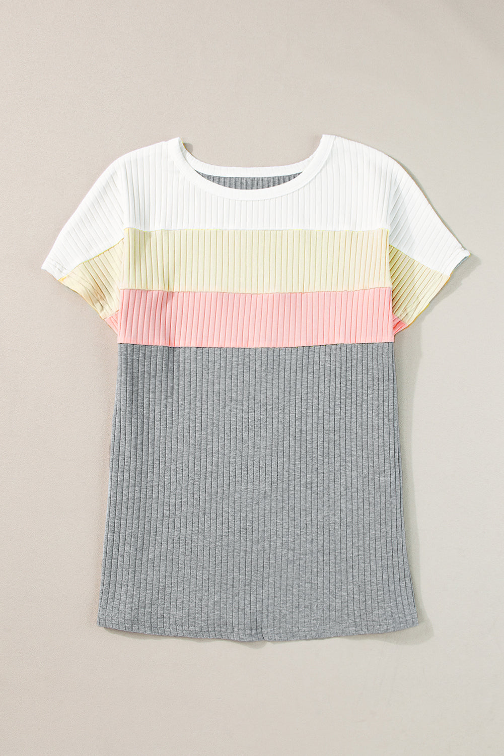 T-shirt côtelé patchwork color block