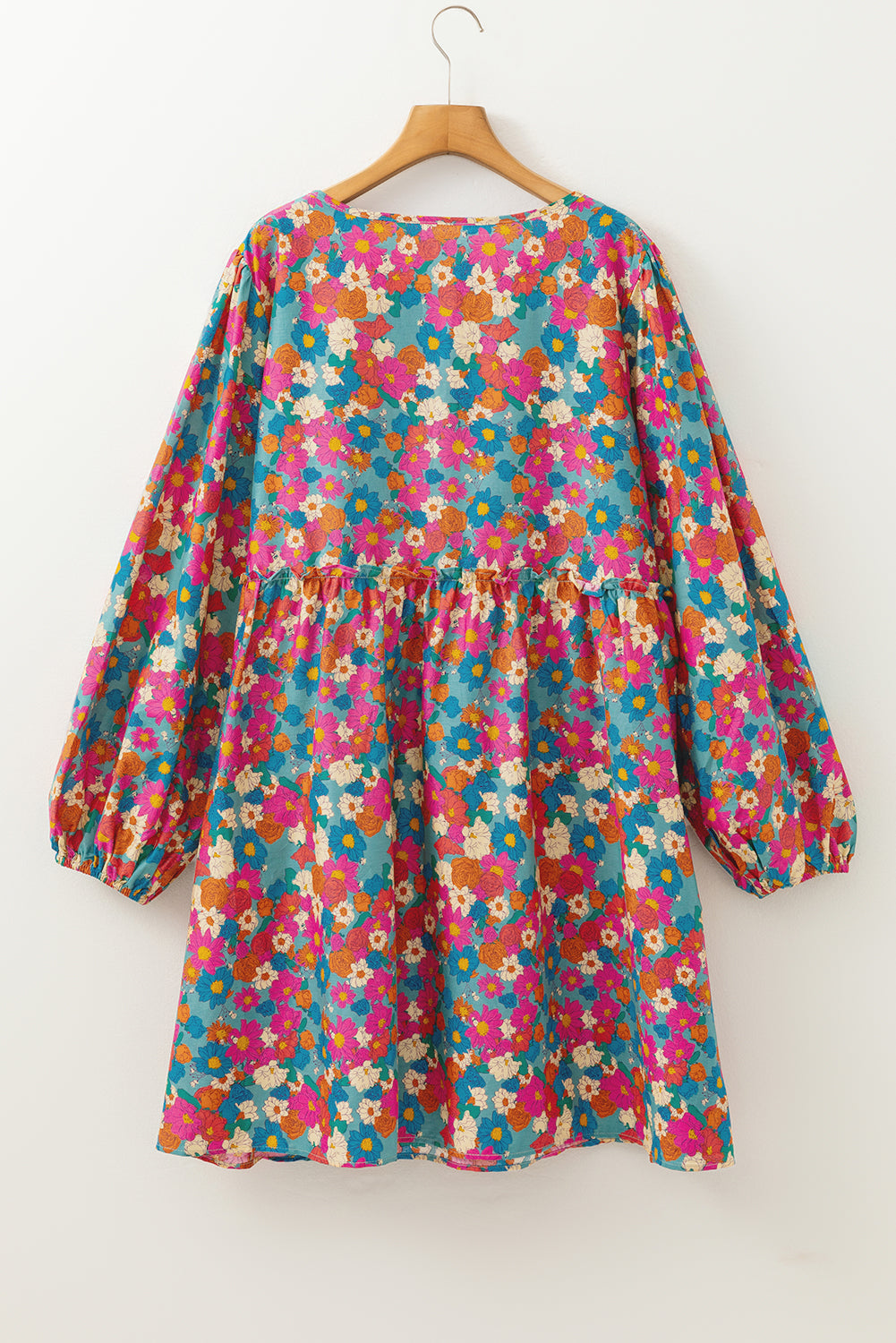 Mini-Robe Froncée a Volants et a Volants Imprimé Floral de Grande Taille