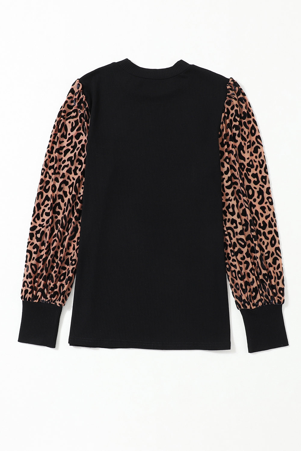 Blouse en tricot côtelé à manches longues et imprimé léopard