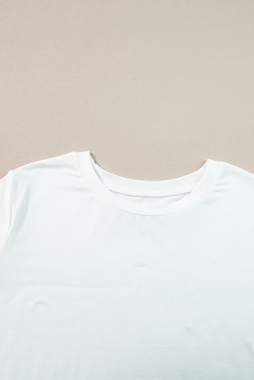 T-shirt à manches retroussées et col rond, grande taille