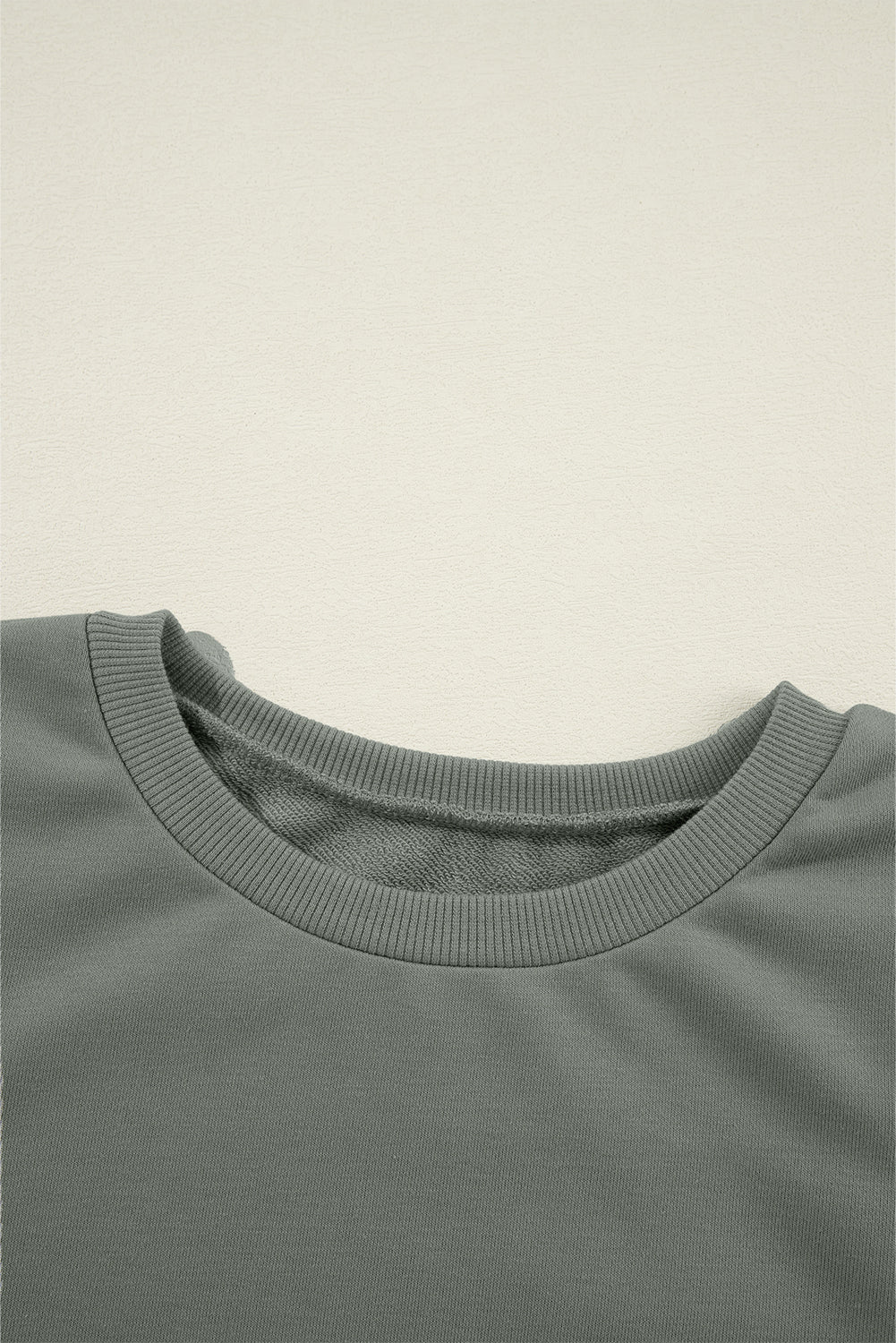 Sweat-shirt uni à manches patchwork et col rond