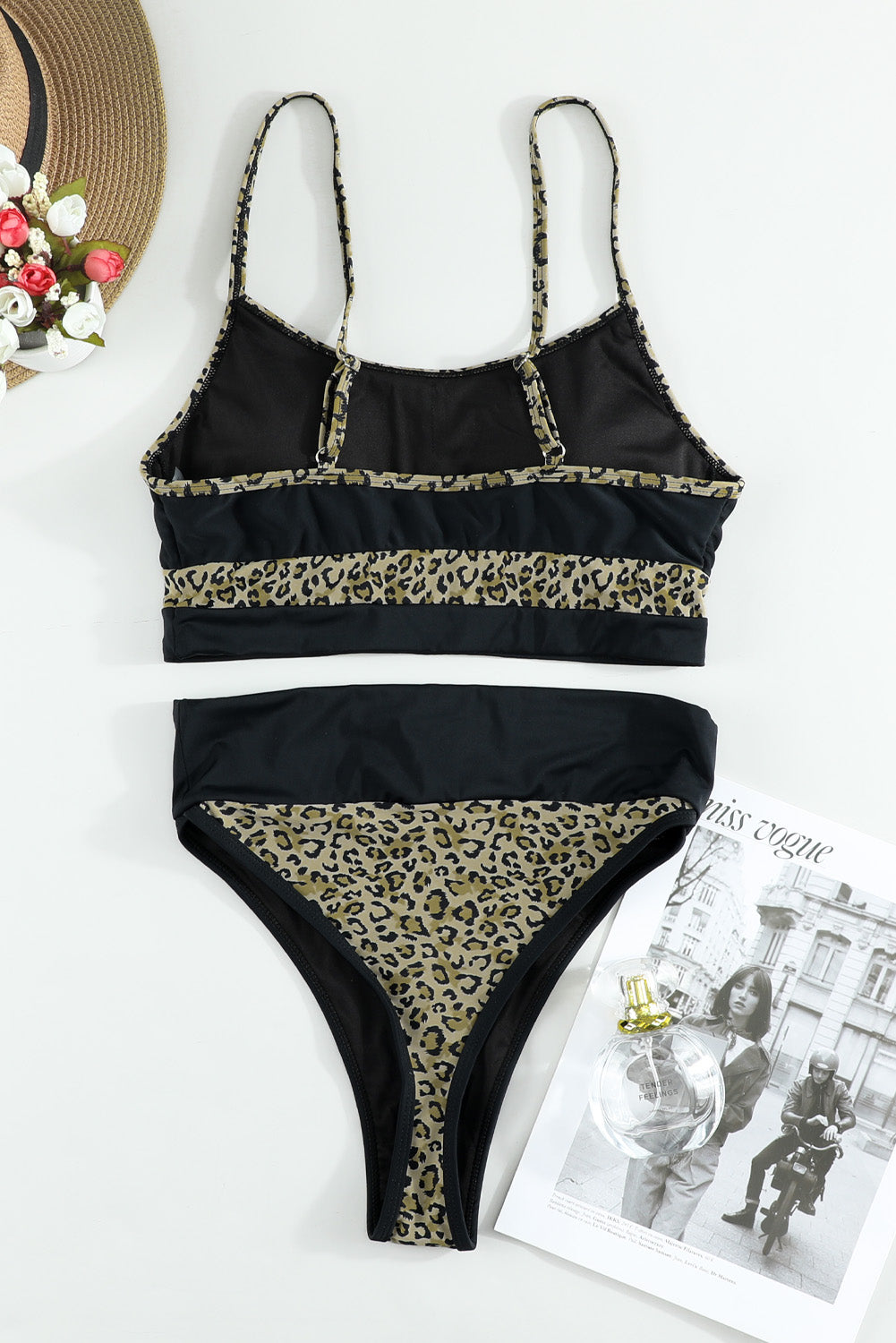 Maillot de bain taille haute caraco color block