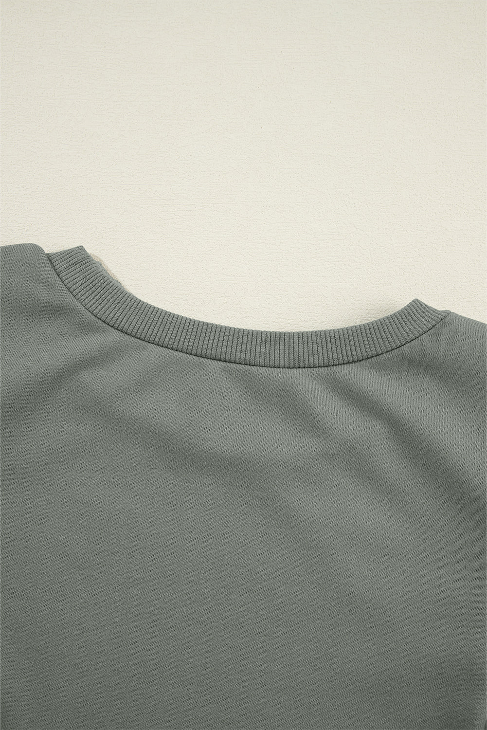 Sweat-shirt uni à manches patchwork et col rond