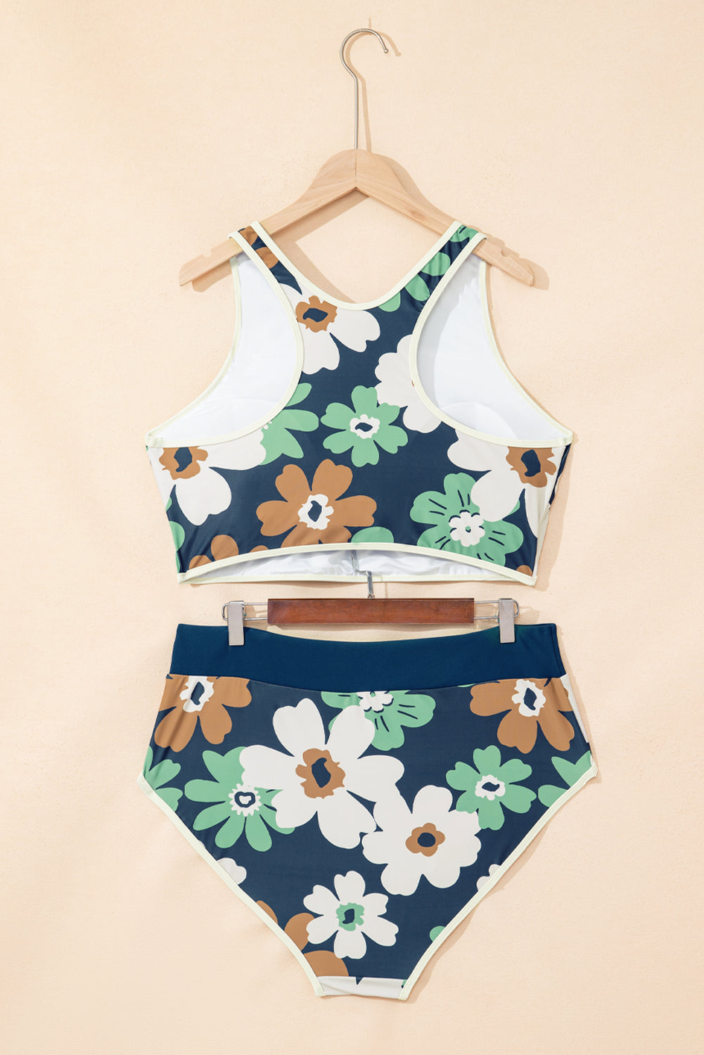 Bikini deux pièces grande taille zippé à imprimé floral