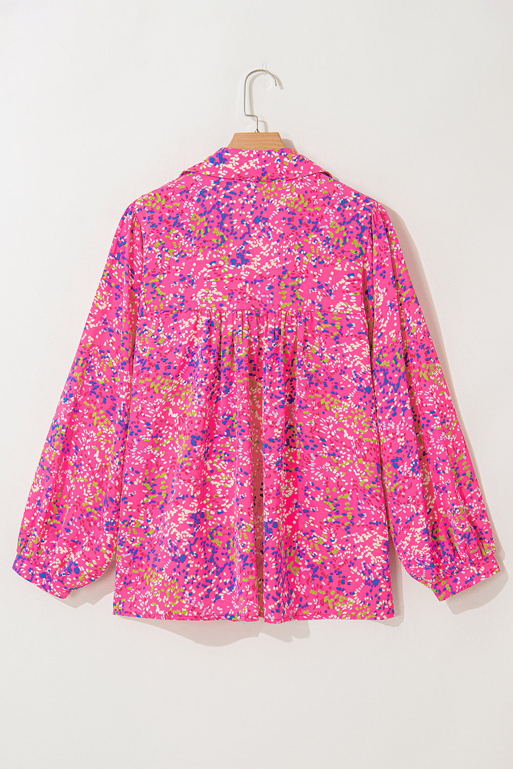 Chemisier Imprimé Floral a Manches Bouffantes et Col en V de Grande Taille