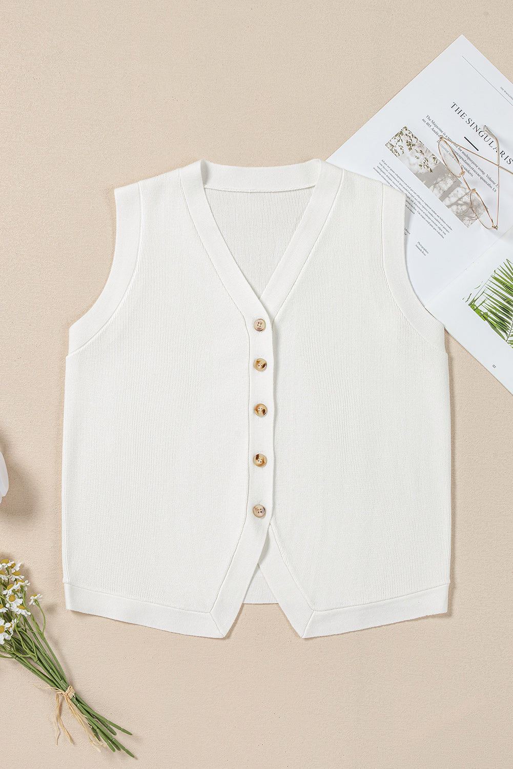 Gilet boutonné à col en V