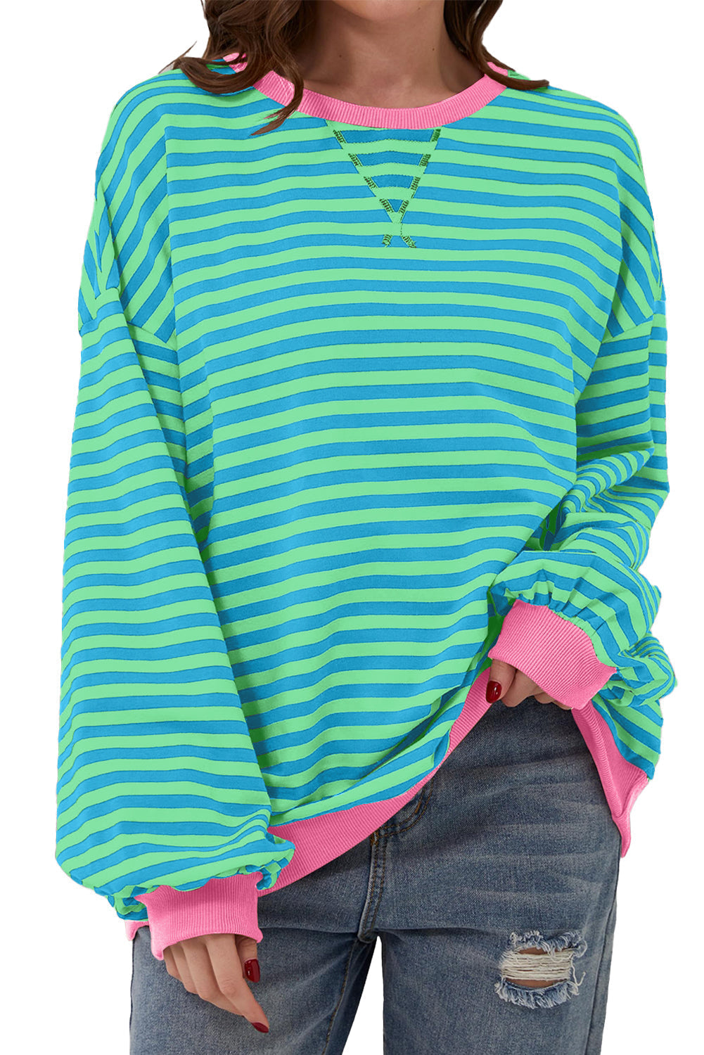 Sweat-shirt oversize à bordure contrastée