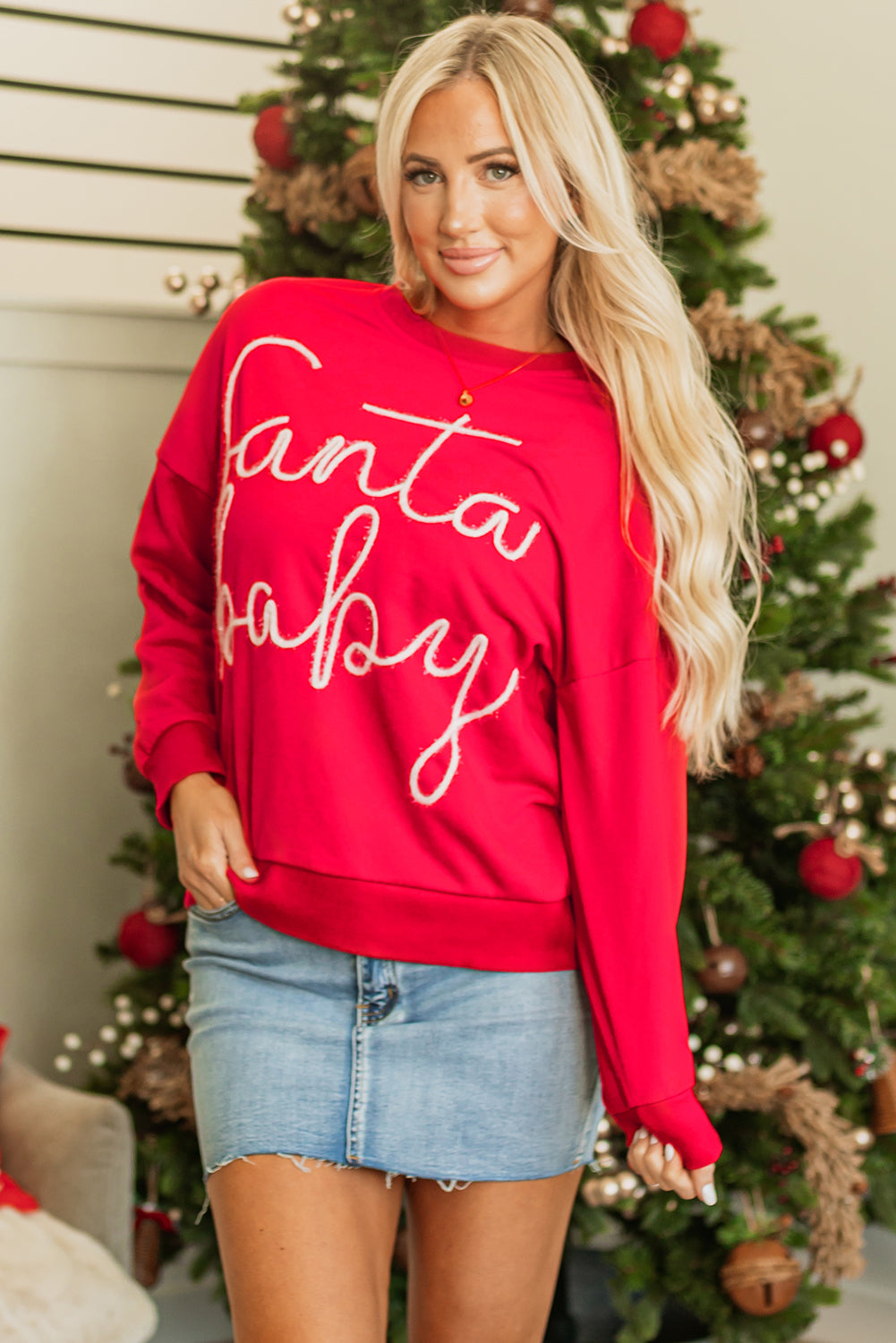 Sweat-shirt graphique Noël Santa Baby Tinsel