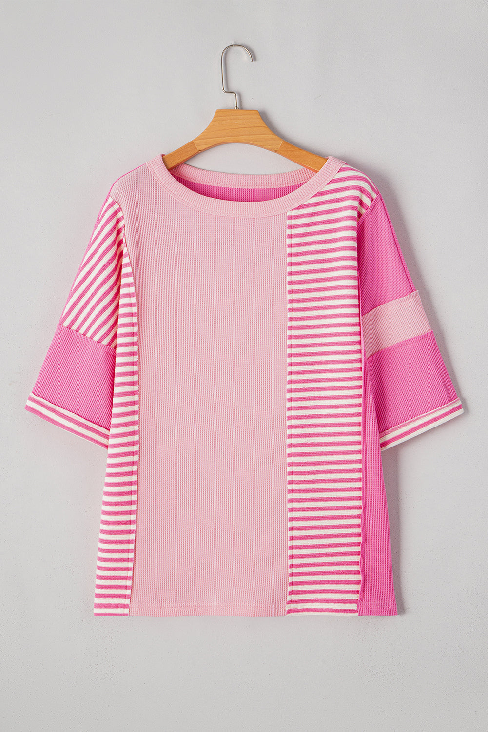 T-shirt ample à manches mi-longues et patchwork de couleurs