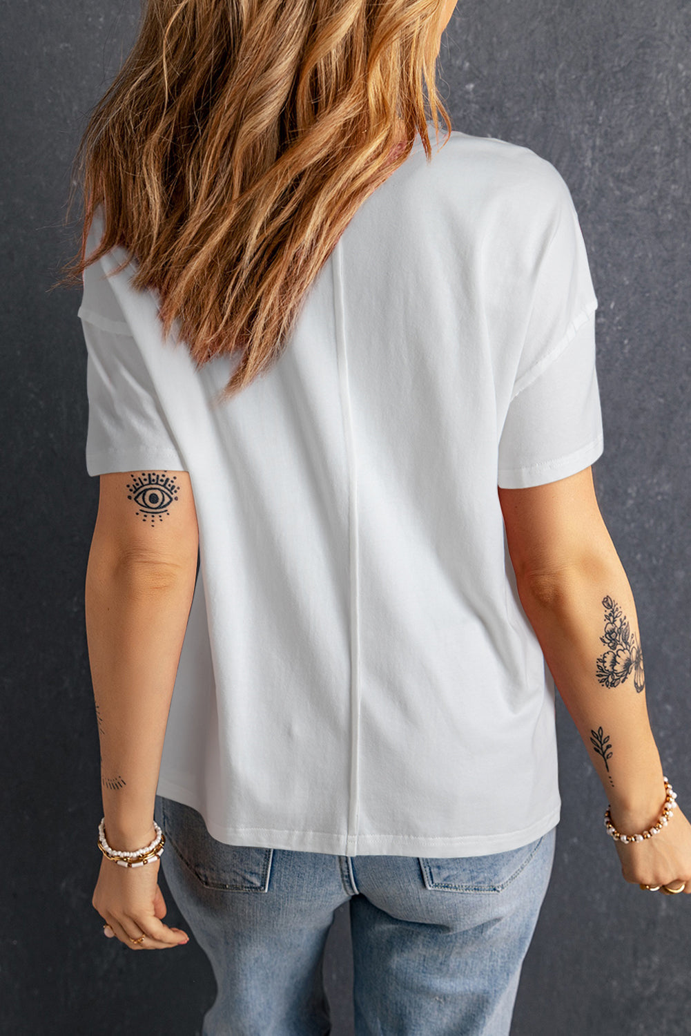 T-shirt ample patchwork étoiles blanc