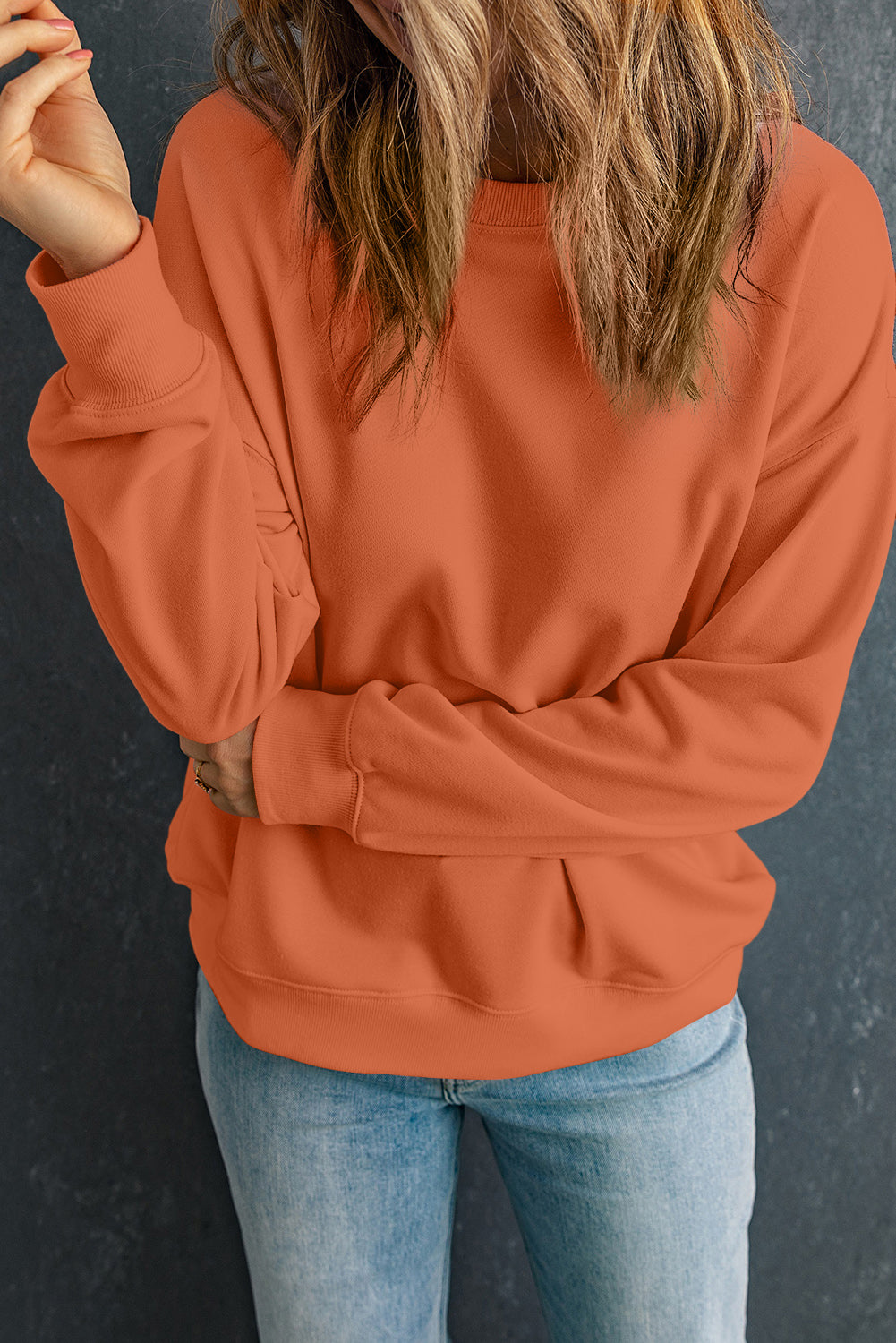 Sweat-shirt classique uni à col rond