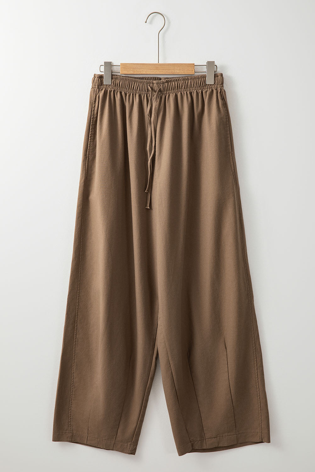 Pantalon large en coton et lin avec cordon de serrage a la taille