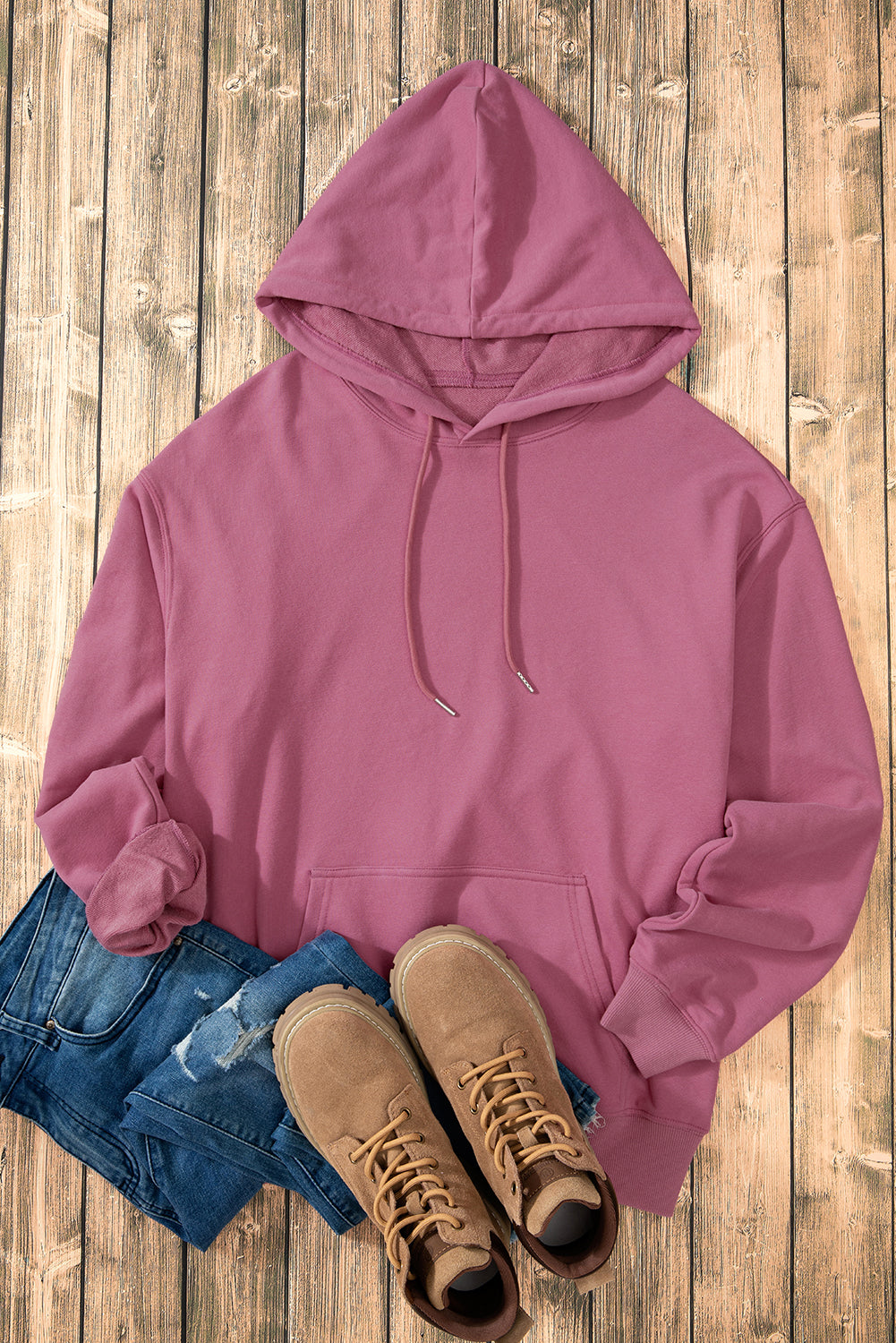 Sweat a capuche coupe ample uni avec poche kangourou et cordon de serrage