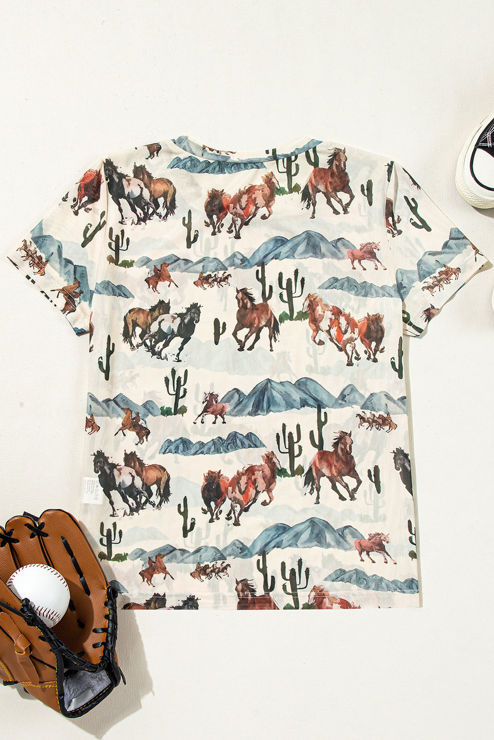 T-shirt en maille imprimé Western Fashion Mustang River