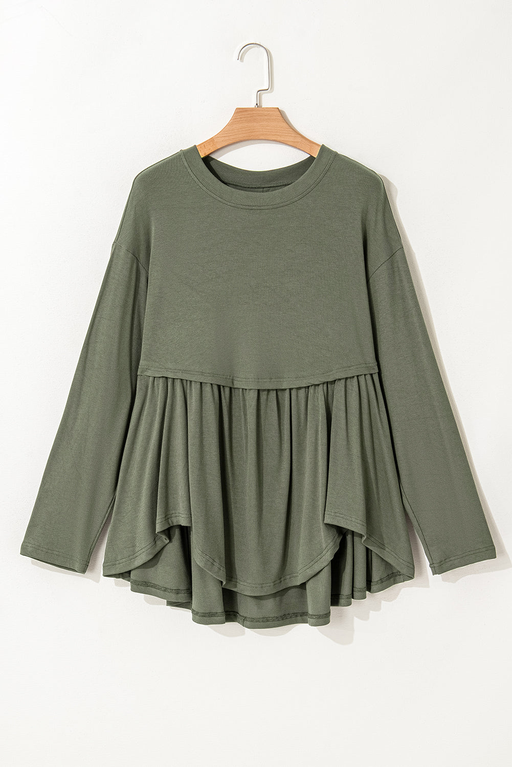 Haut Évasé Babydoll en Tricot Thermique de Grande Taille