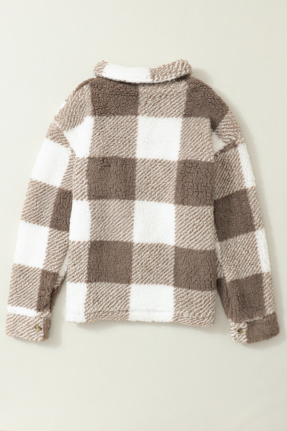 Veste sherpa à carreaux avec poche à rabat boutonné