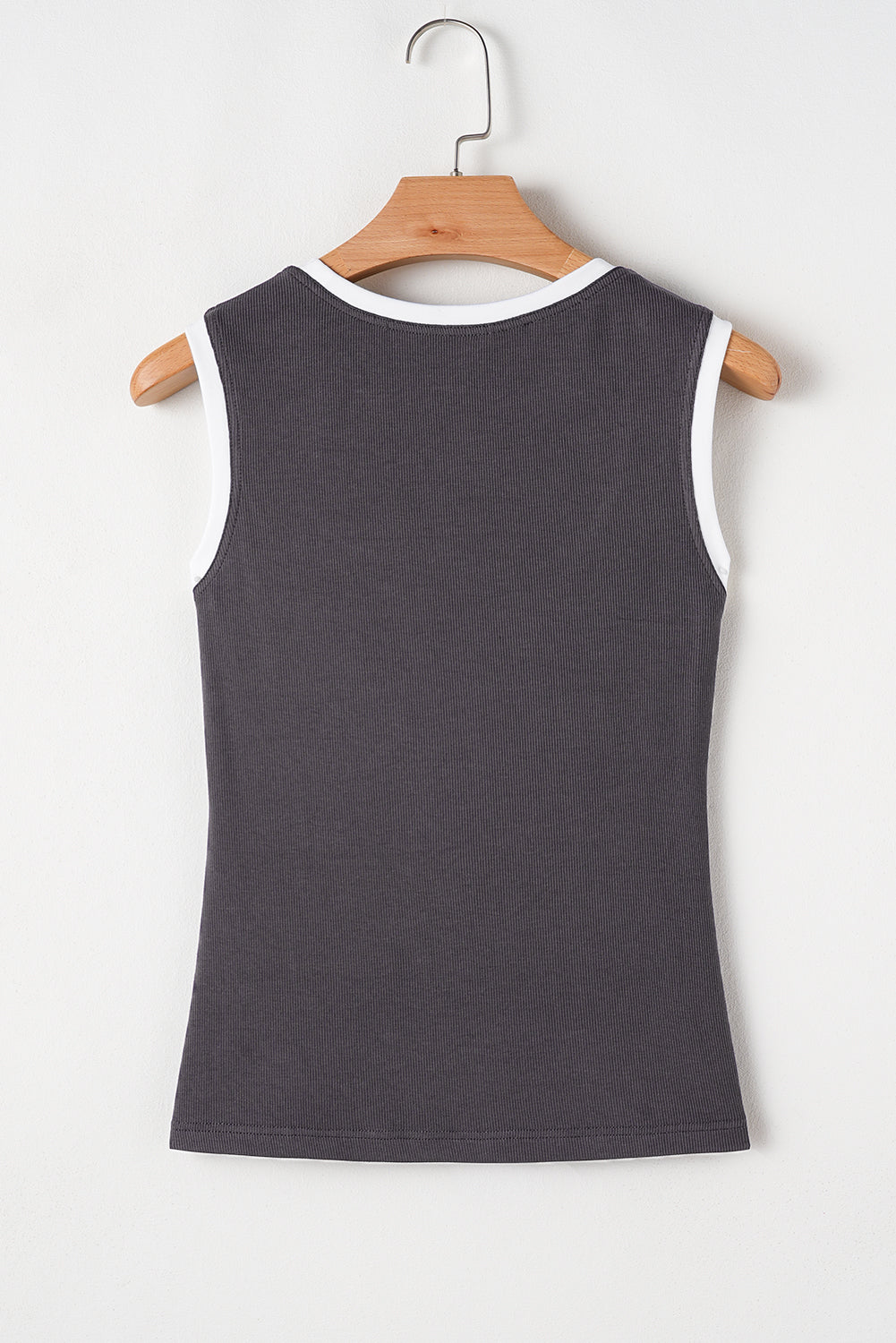 Débardeur slim en tricot côtelé à bords colorblock et col en U