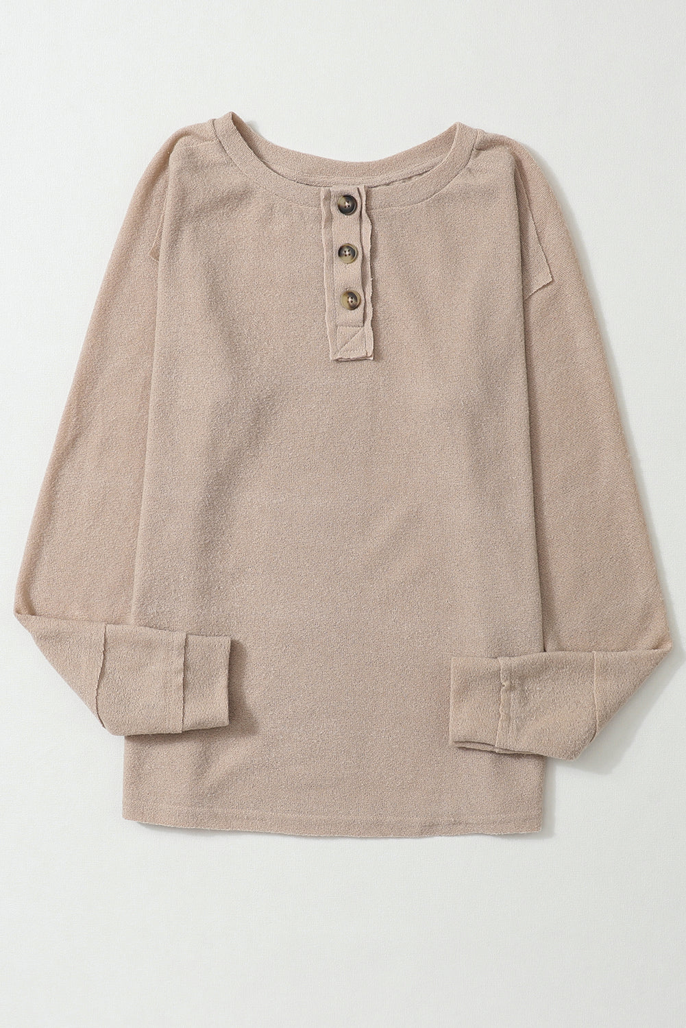 Haut à manches longues patchwork rétro à col fendu et boutons