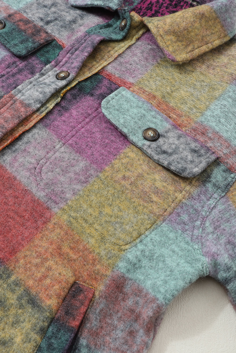 Veste surdimensionnée à poches et carreaux brossés