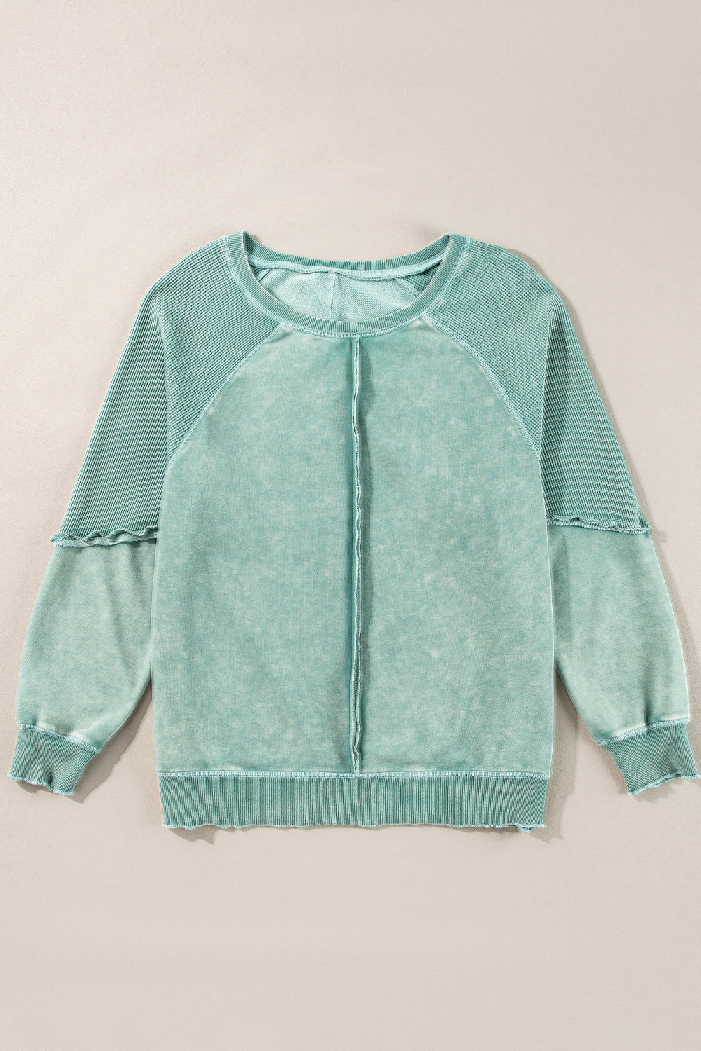 Sweat-shirt a manches raglan en tricot gaufré uni
