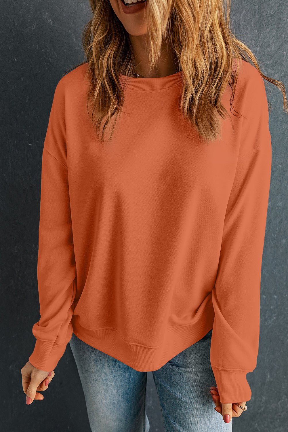 Sweat-shirt classique uni à col rond
