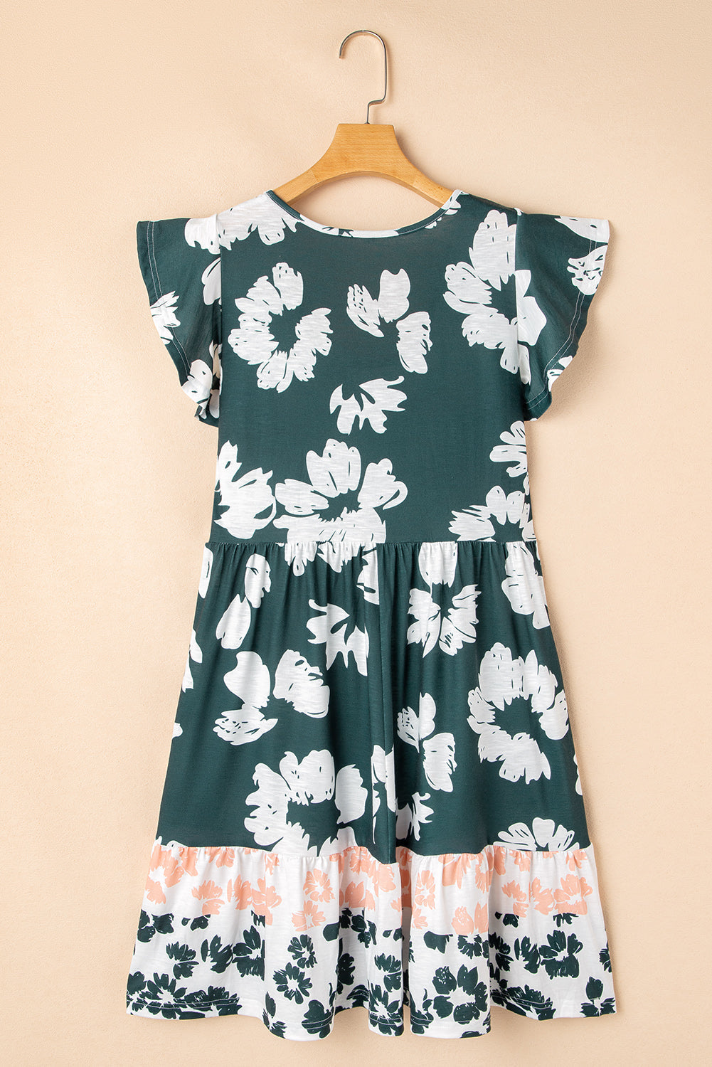 Mini-robe taille empire à imprimé floral et manches à volants