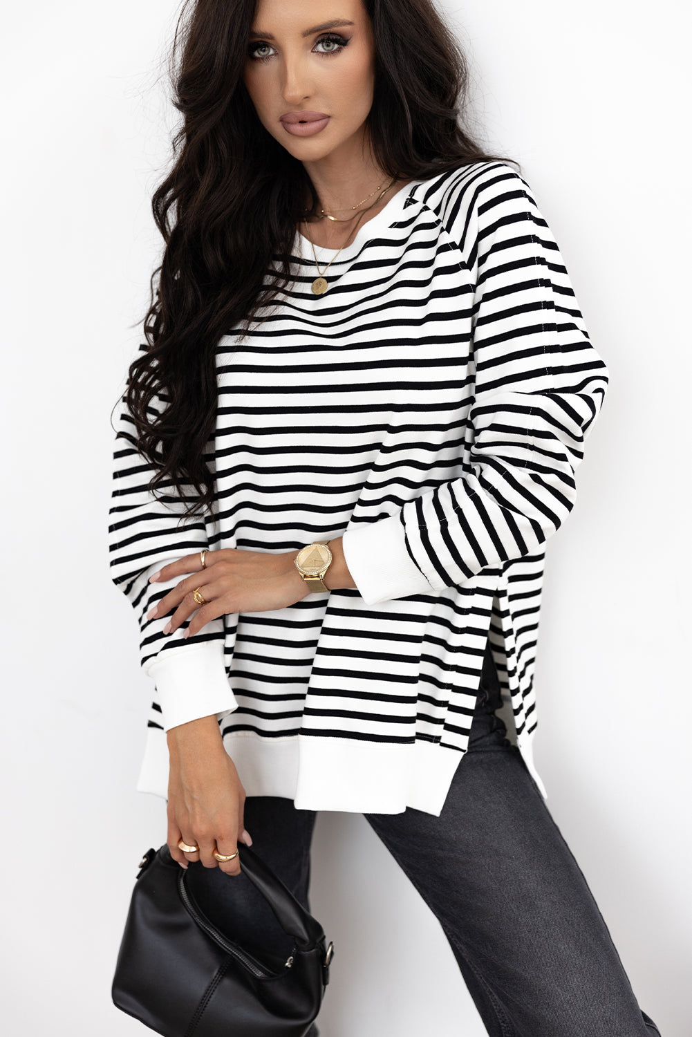 Sweat-shirt ample a manches raglan et fentes latérales