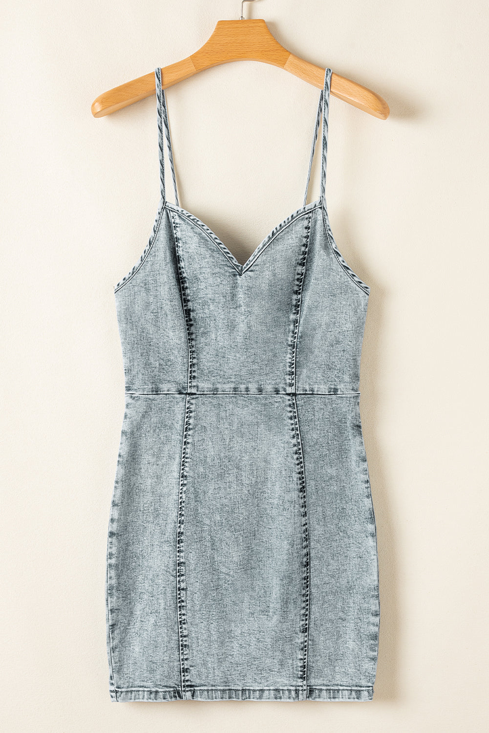 Robe en jean zippée sans manches à col en V dans le dos