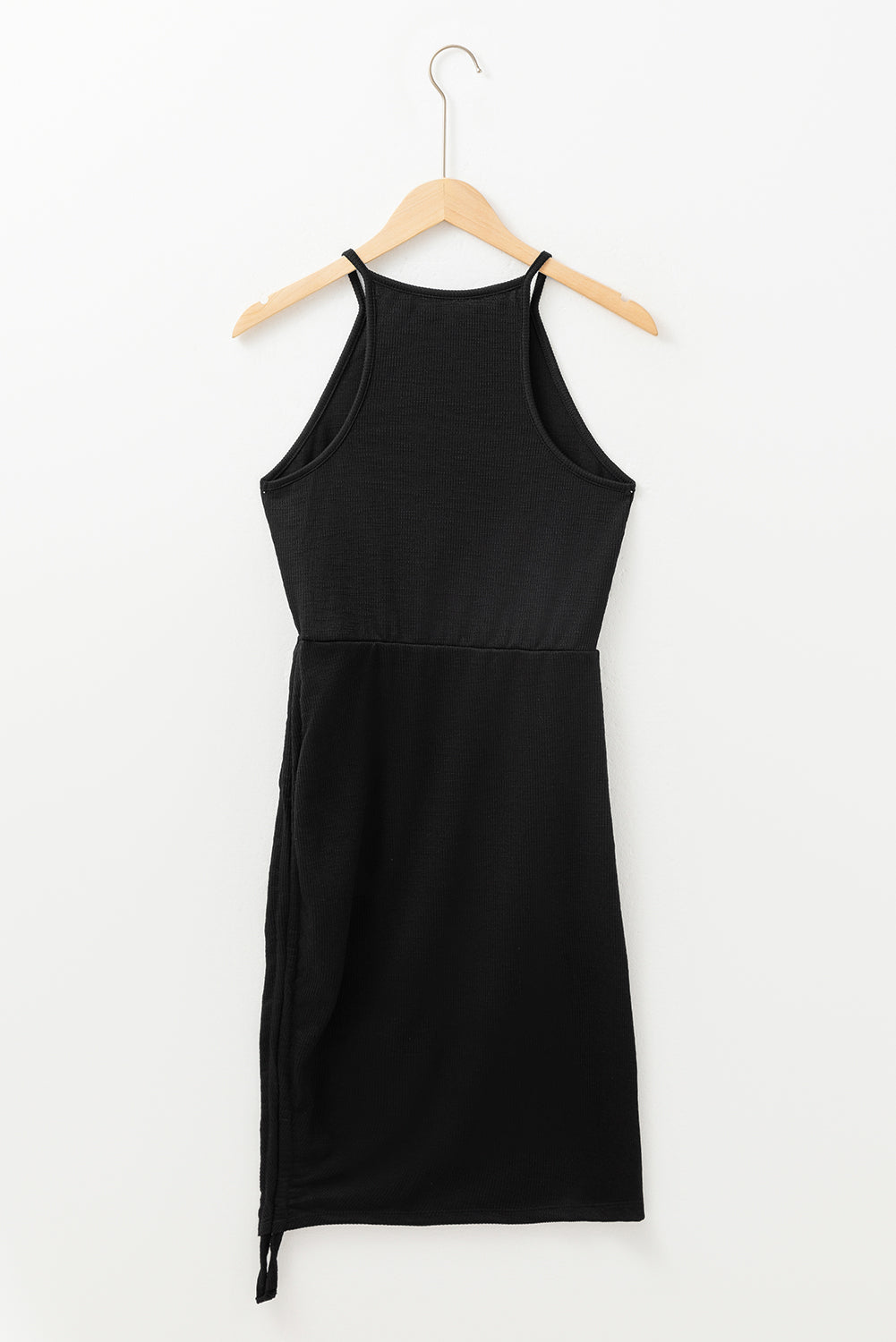 Robe moulante en maille côtelée à dos nageur et cordon de serrage