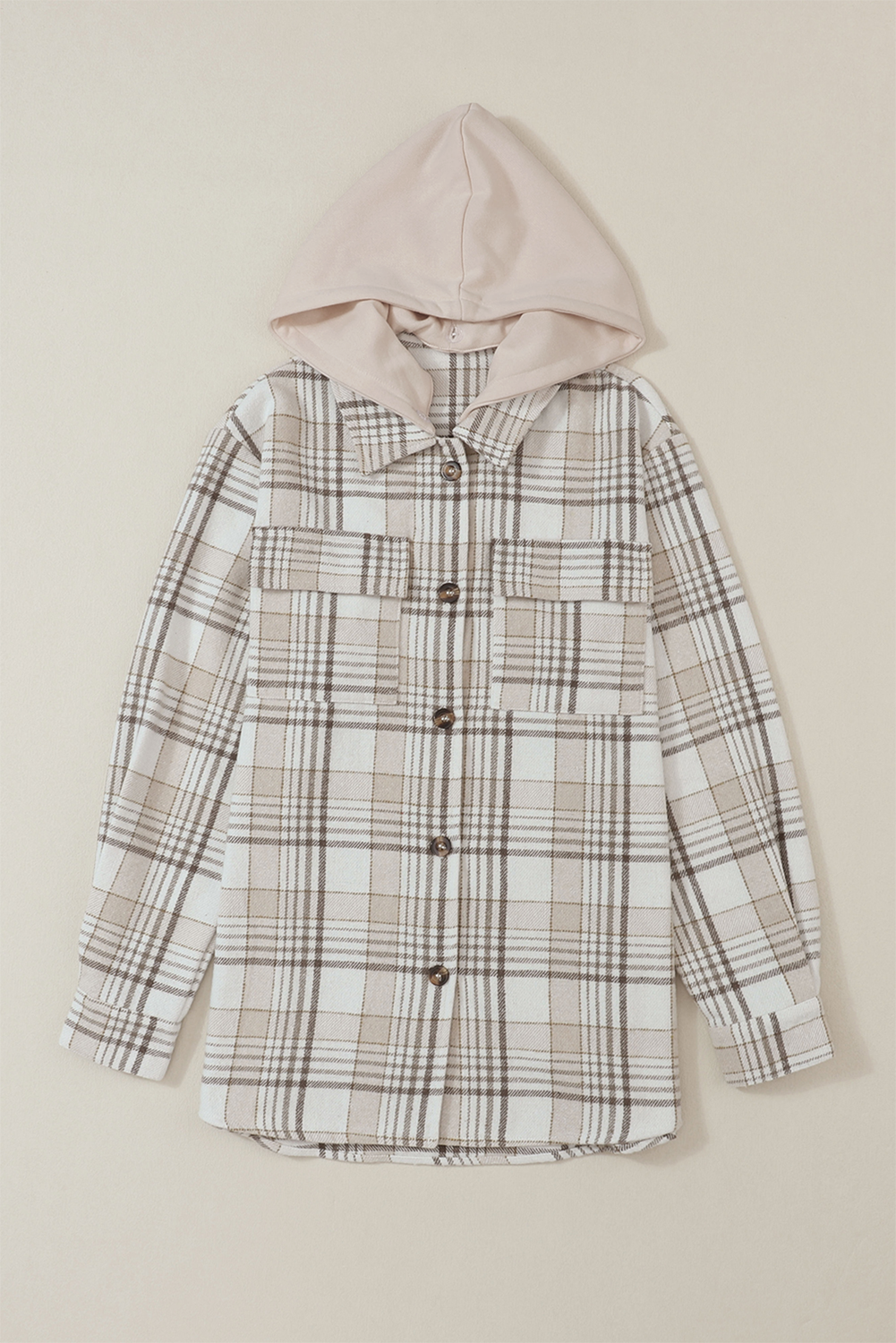 Veste boutonnée à capuche amovible à carreaux