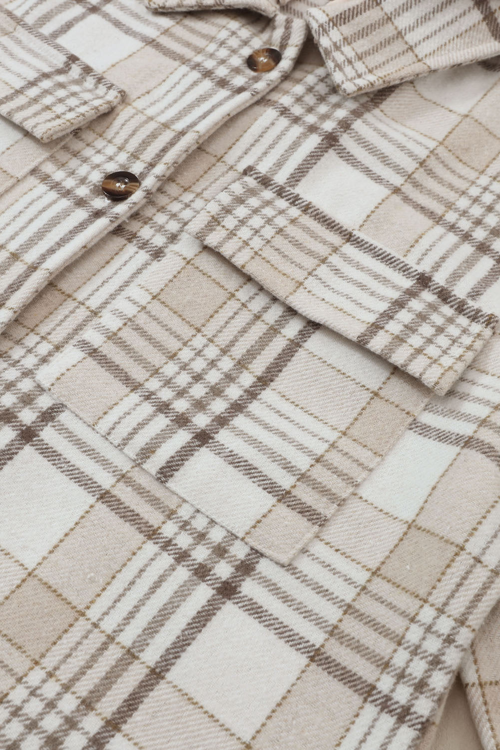 Veste boutonnée à capuche amovible à carreaux