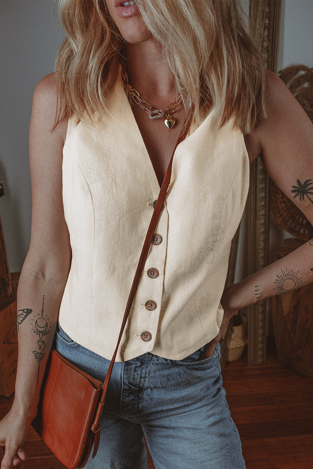Gilet boutonné a col en V coupe slim
