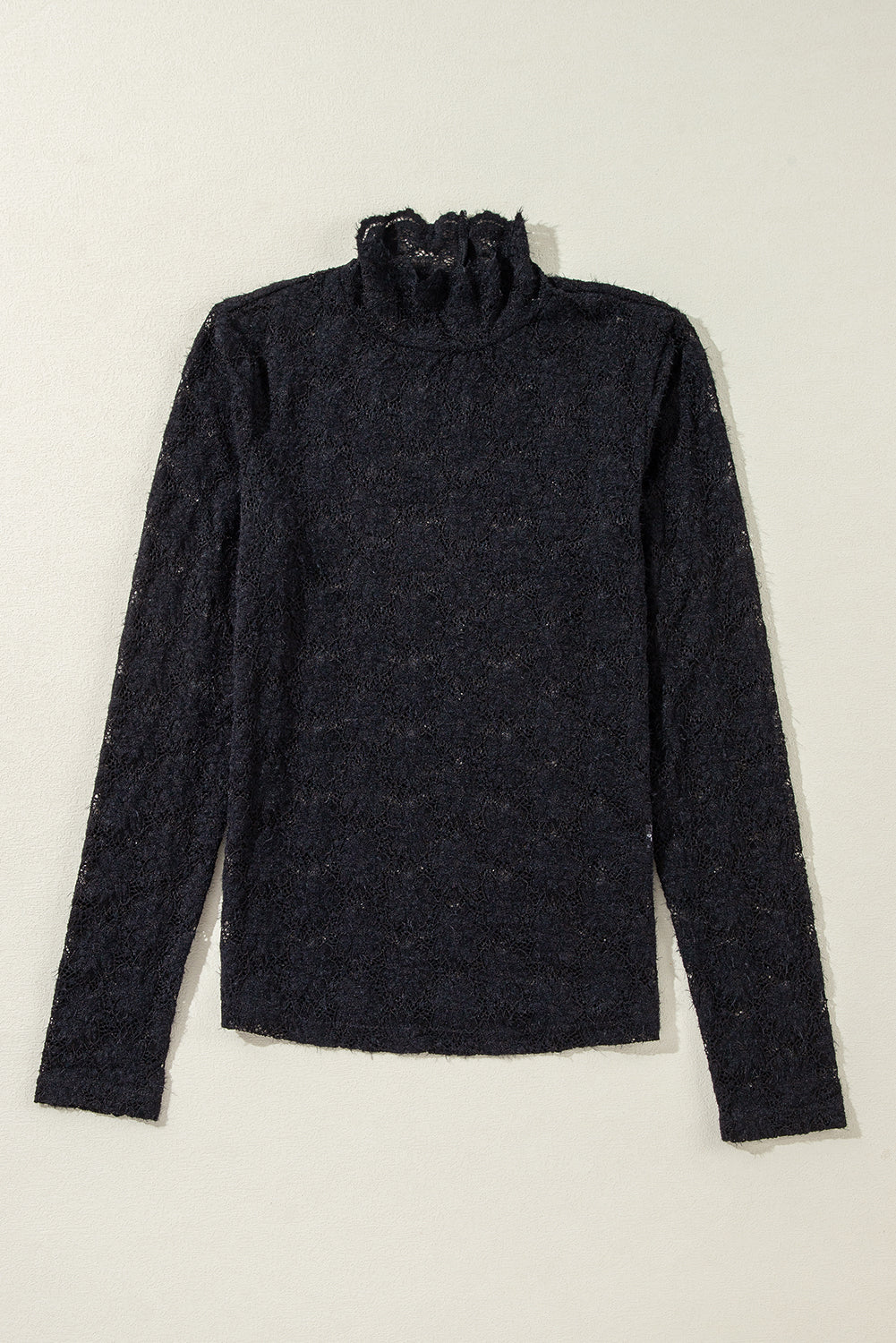 Haut a manches longues et col montant en dentelle florale